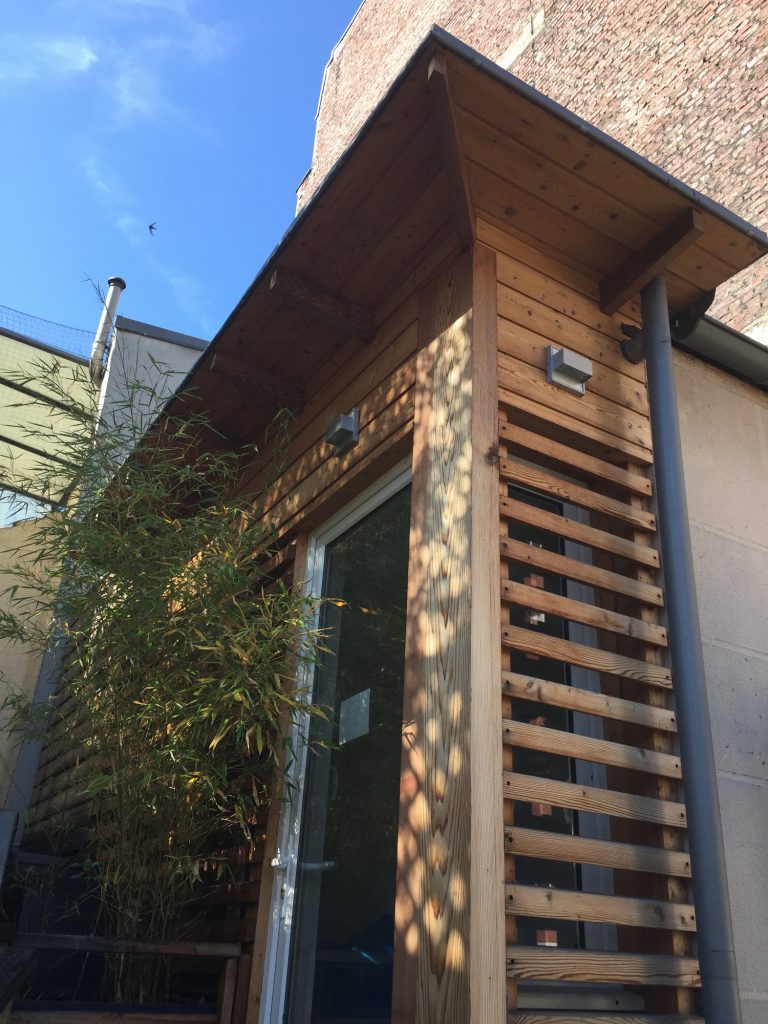 Extension neuve sur terrasses, structure et bardage bois réalisée à Paris Jardin des Plantes