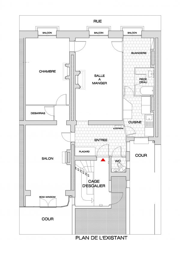 abbr architectes renovation appartement Paris 9 PLAN EXISTANT
